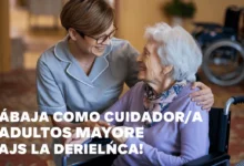 Mujer joven cuidando a una persona mayor en casa – cuidador de adultos mayores