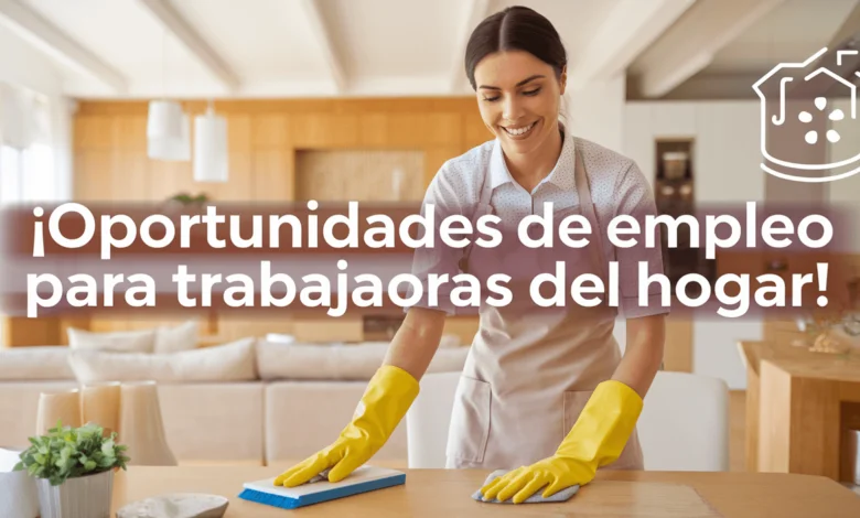 Mujer limpiando una cocina con guantes – empleo para trabajadoras del hogar