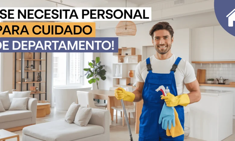 Persona realizando empleo para cuidado de departamento con alojamiento